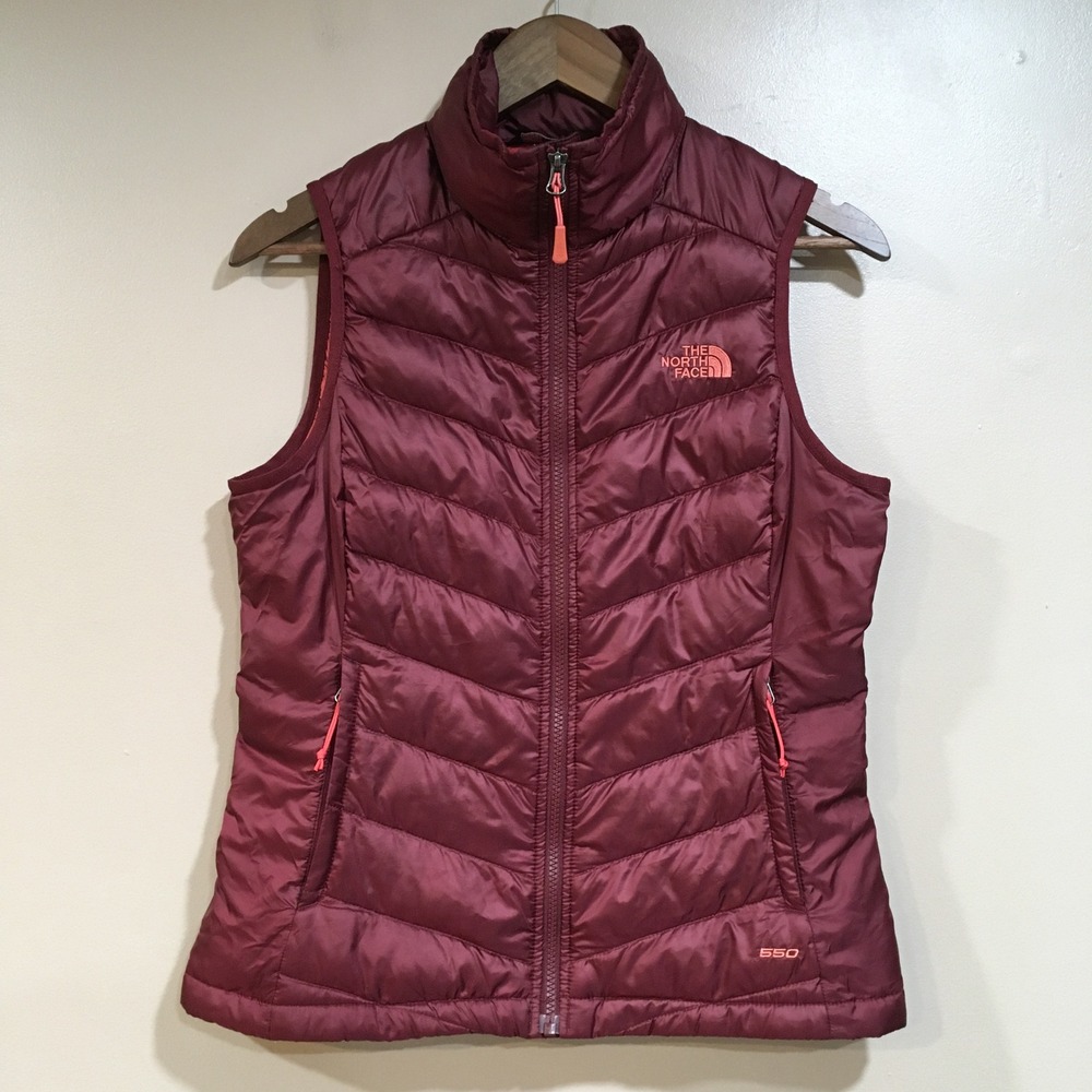 The North Face 550 Down Puffer Vest Womens S Burgundy Insulated Performance Hike